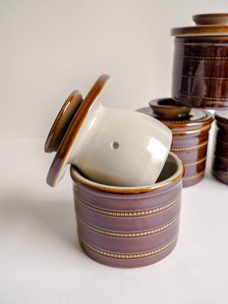 Brown glazed stoneware butter dish