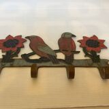 Brass bird and flower coat rack