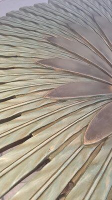 Round carved wooden dining table, Italy