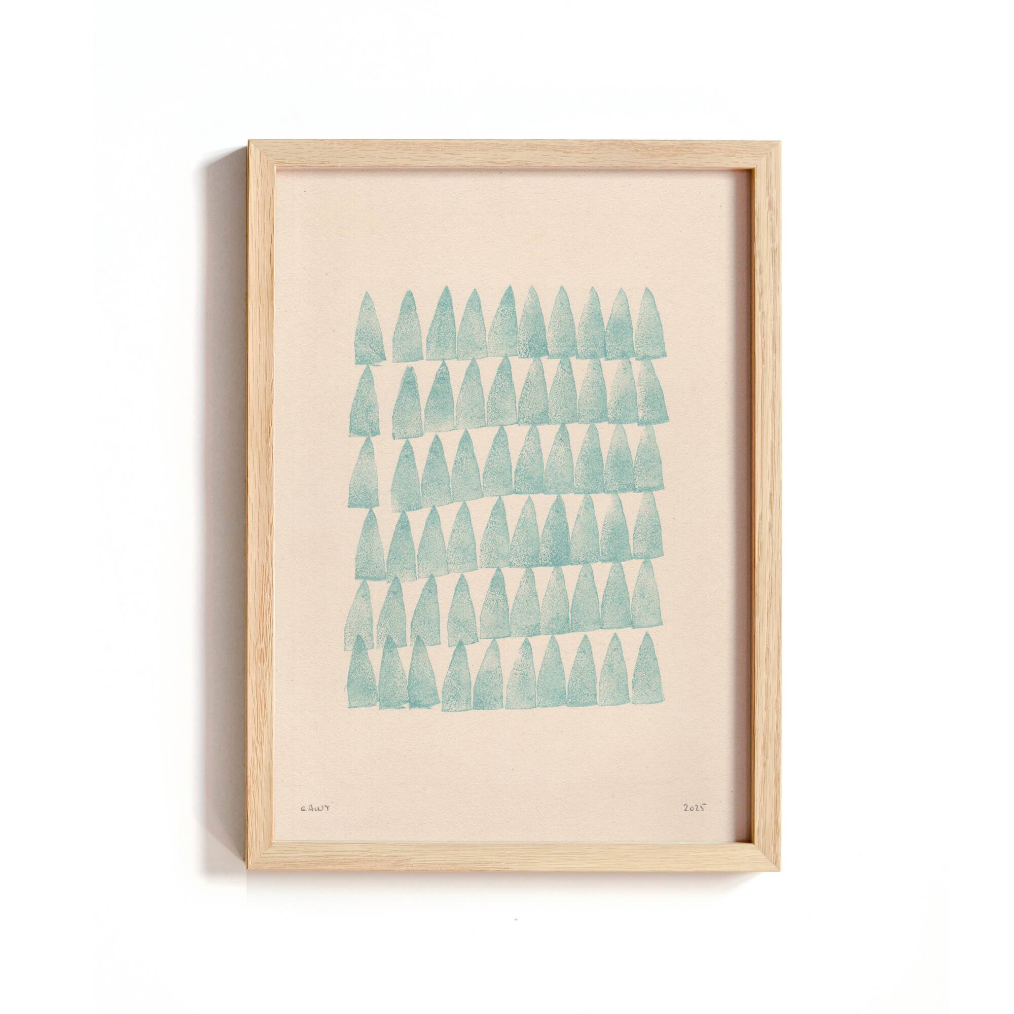 Abstract painting on B293 petrol blue paper signed Eawy