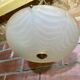Antique Pendant Light Dome Molded Glass + Vintage Gold Metal