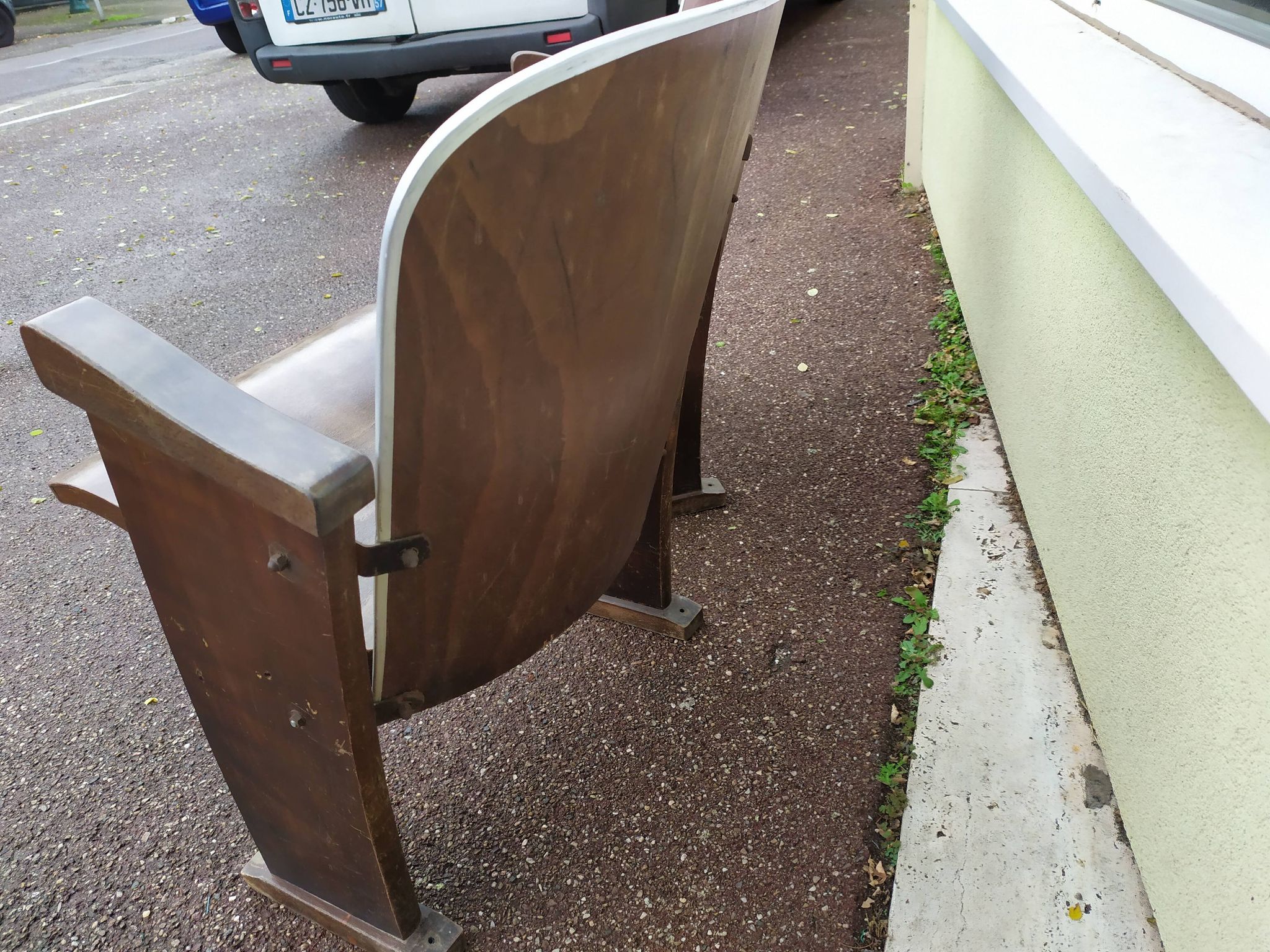Pair of vintage antique wooden cinema chair s