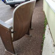 Pair of vintage antique wooden cinema chair s
