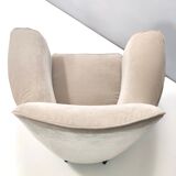 Vintage ivory fabric armchair, Italy