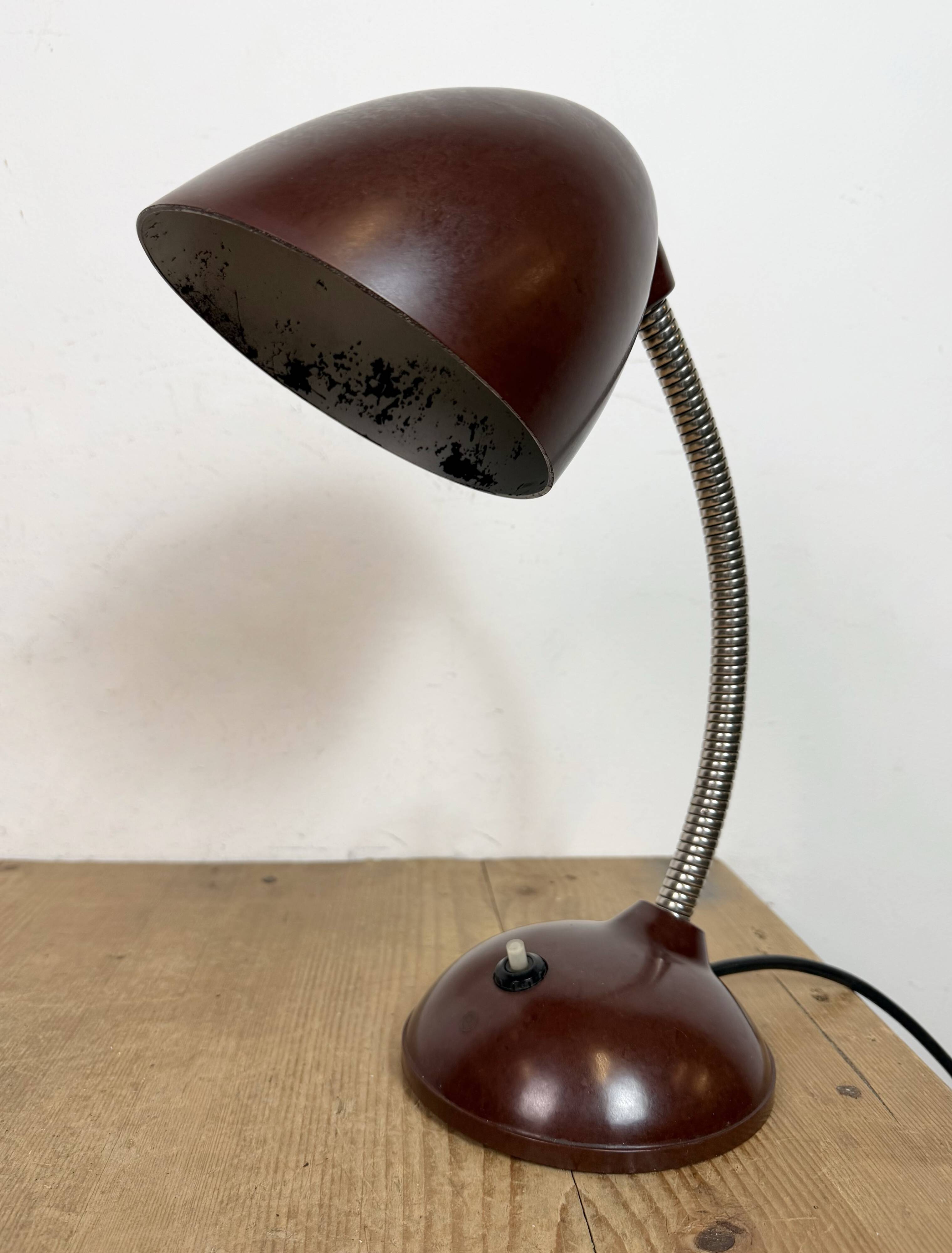 Vintage Brown Bakelite Gooseneck Table Lamp, 1950s