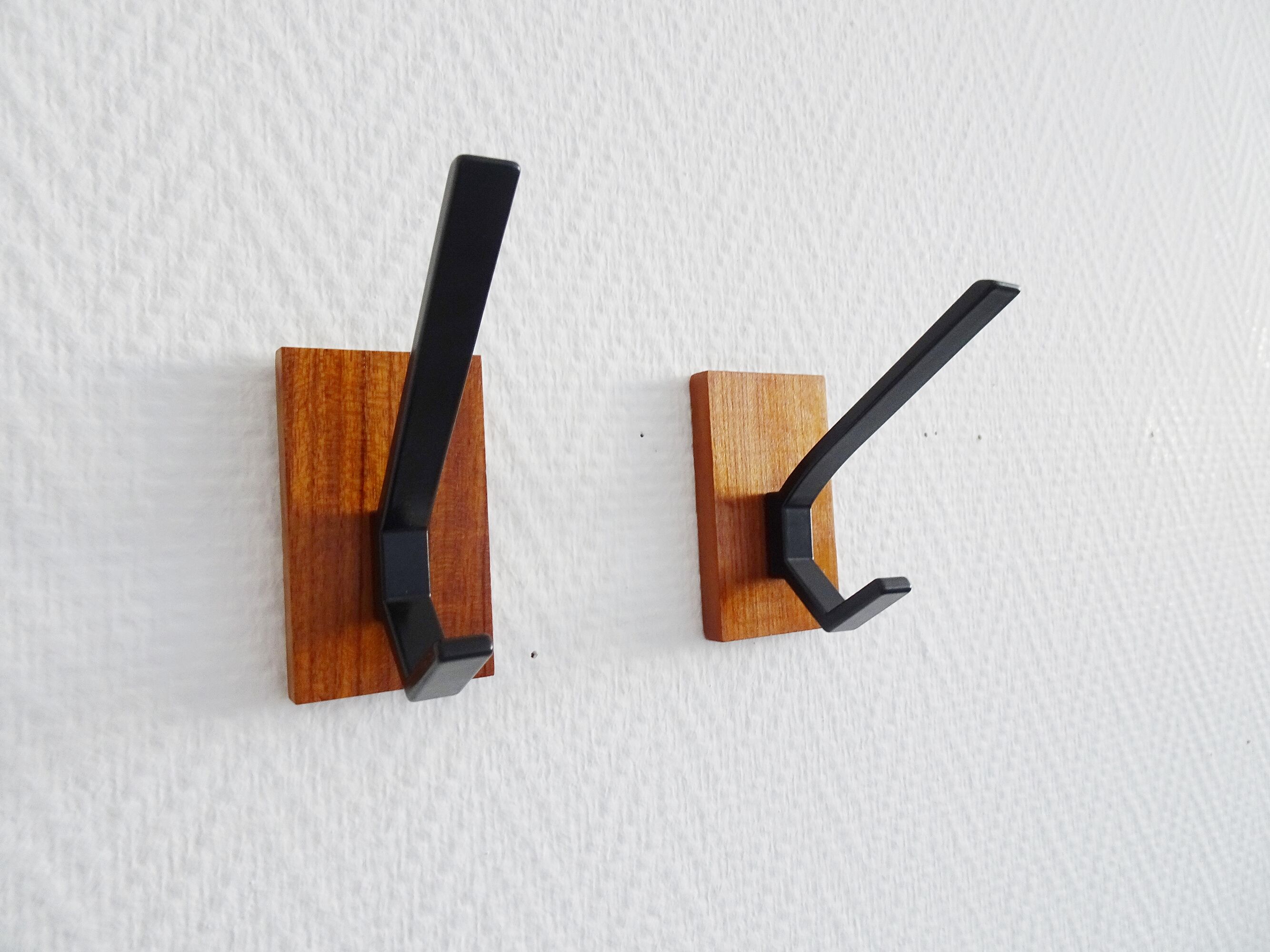 Vintage teak wall hooks, mid century coat hooks