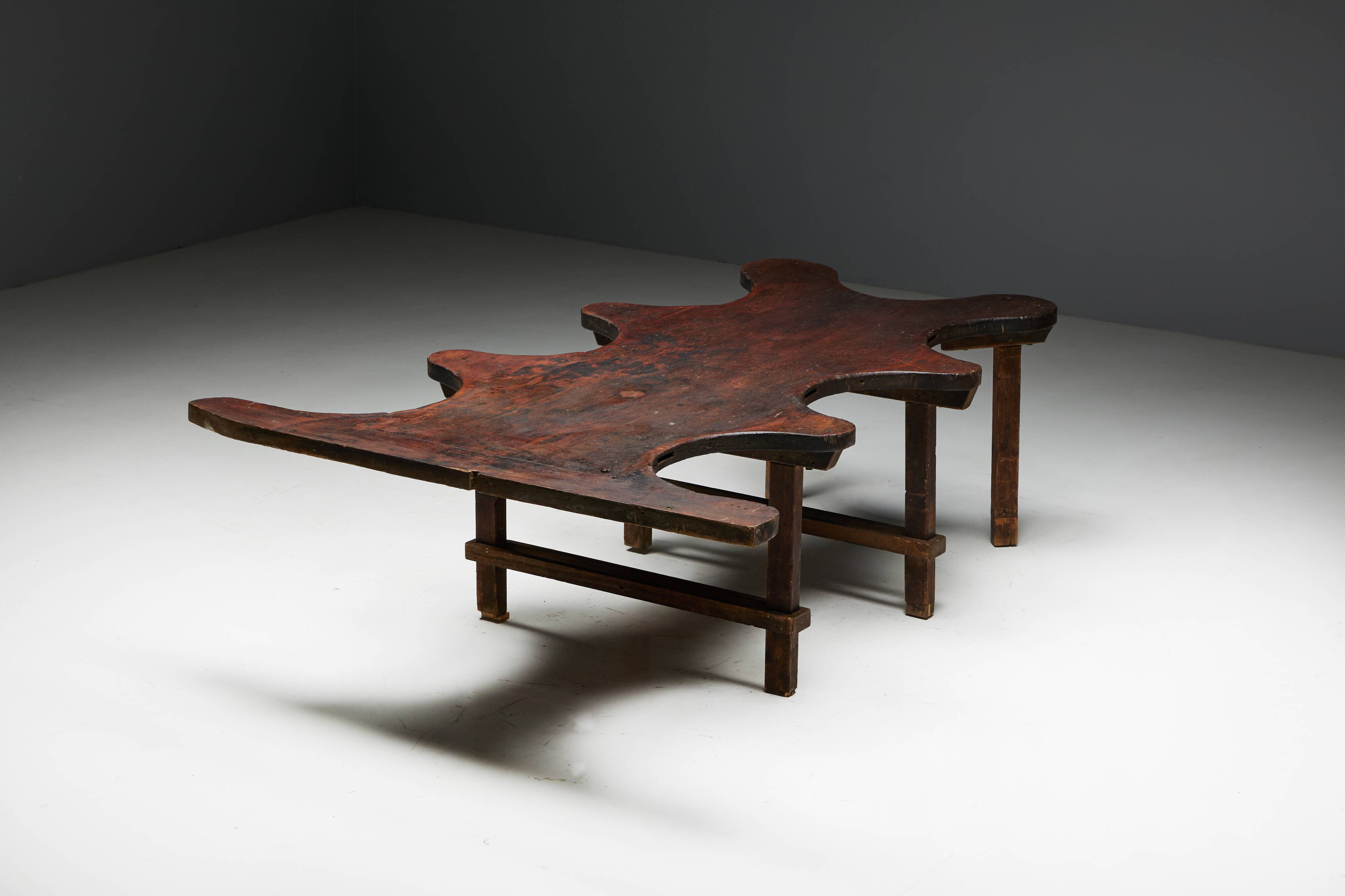 Table Organique Rustique De Forme Libre, France, Fin 19ème Siècle