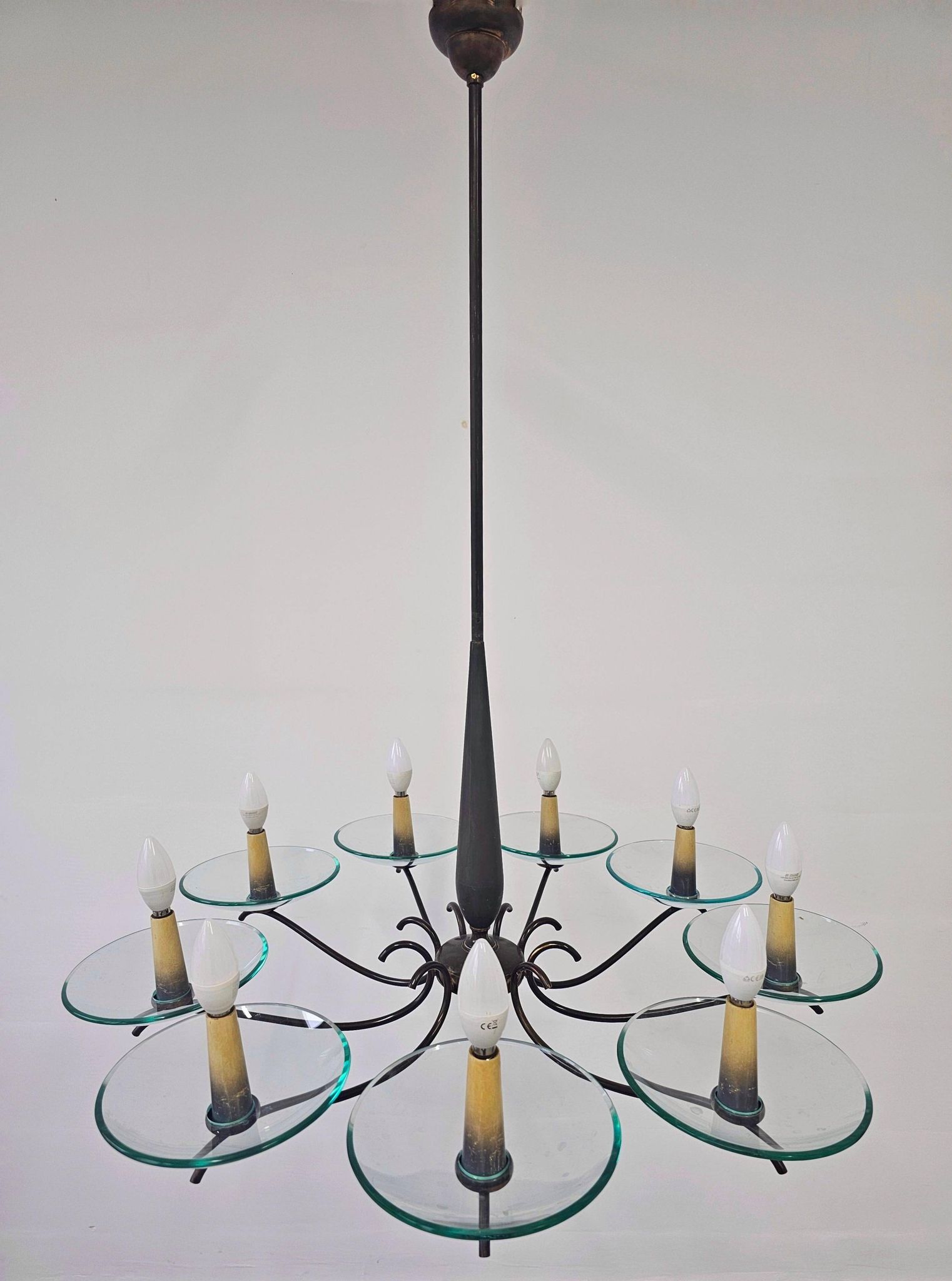 Brass Mid-Century Chandelier in the style of Pietro Chiesa