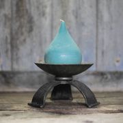 Large hammered wrought iron candlestick tripod, modernist candle holder.