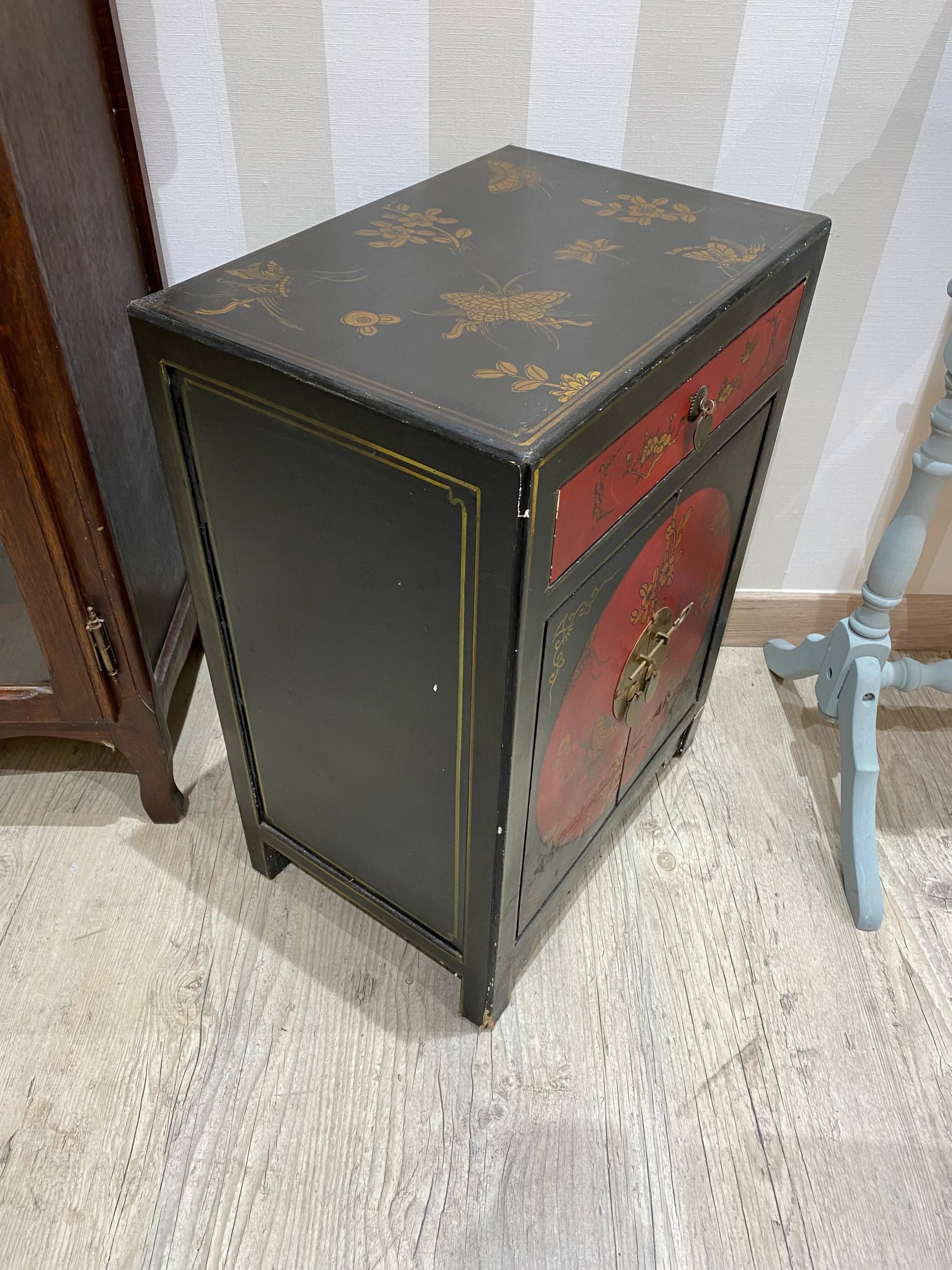 Bedside table / antique Asian accent furniture