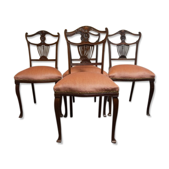 Set of 4 English chairs in mahogany