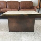 Table Basse Travertin Belgo Chrome années 1970