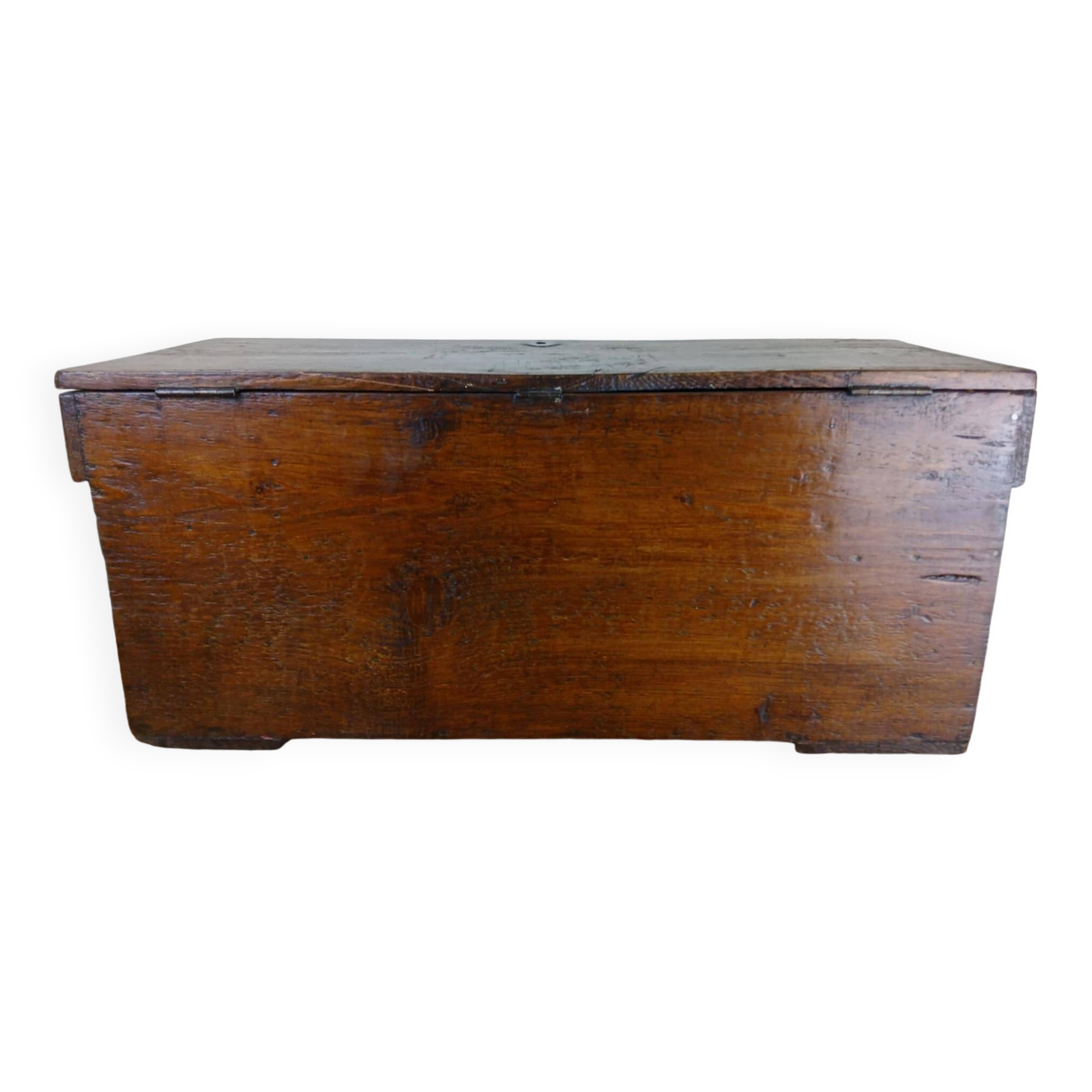 Old solid wood transport chest from the early 19th century