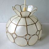 Hanging lamp mother-of-pearl and brass from the 1970
