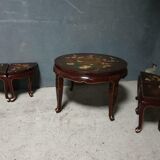 Antique Japanese coffee table with stools