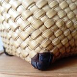 set of 3 nesting baskets in woven bamboo and leather