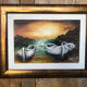 Painting oil antoine barques seaside + gilded wood frame #a220