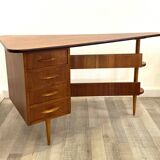 Mid-century triangular desk with drawers