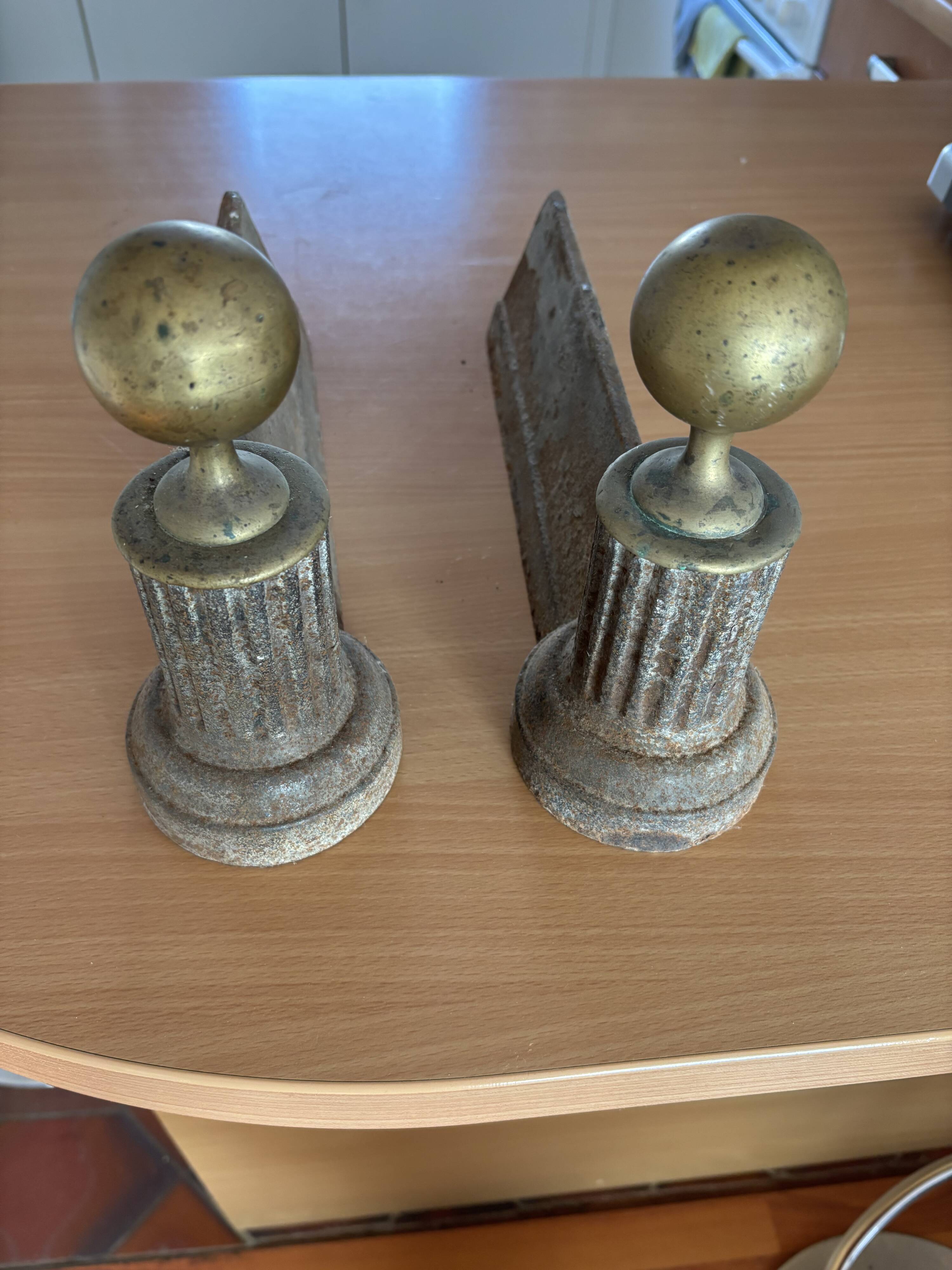 Open fireplace andirons