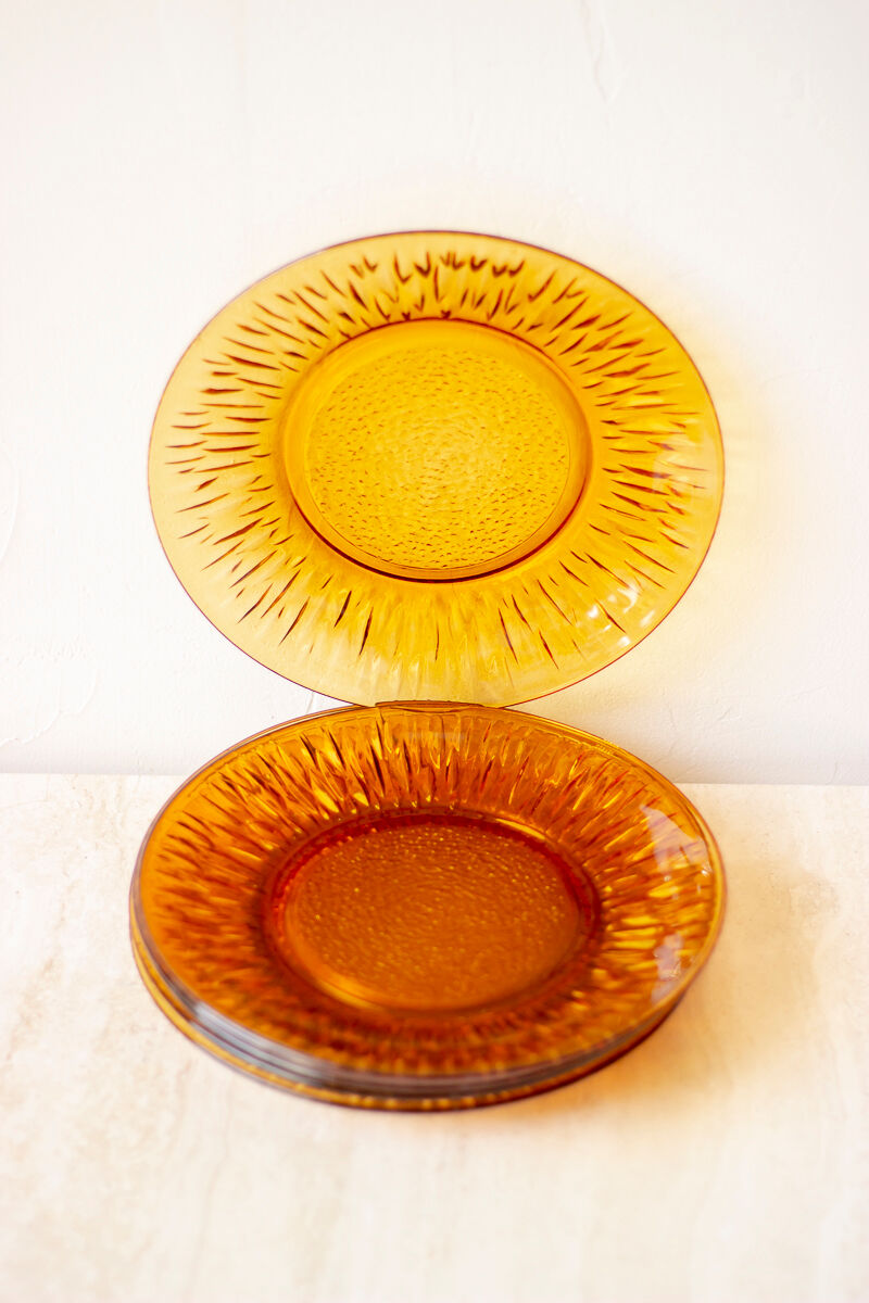 6 assiette plates vintage modèle Soleil, Vereco France