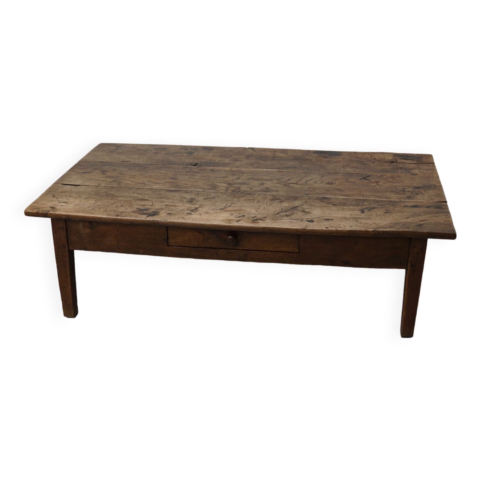 French 19th century farmhouse rustic natural chestnut coffee table