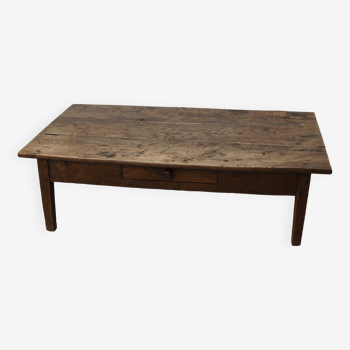 French 19th century farmhouse rustic natural chestnut coffee table