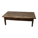 French 19th century farmhouse rustic natural chestnut coffee table