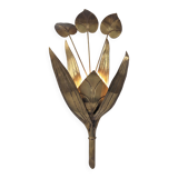 Brass Floral Leaf Wall Sconce, Hollywood Regency Style, 1960s