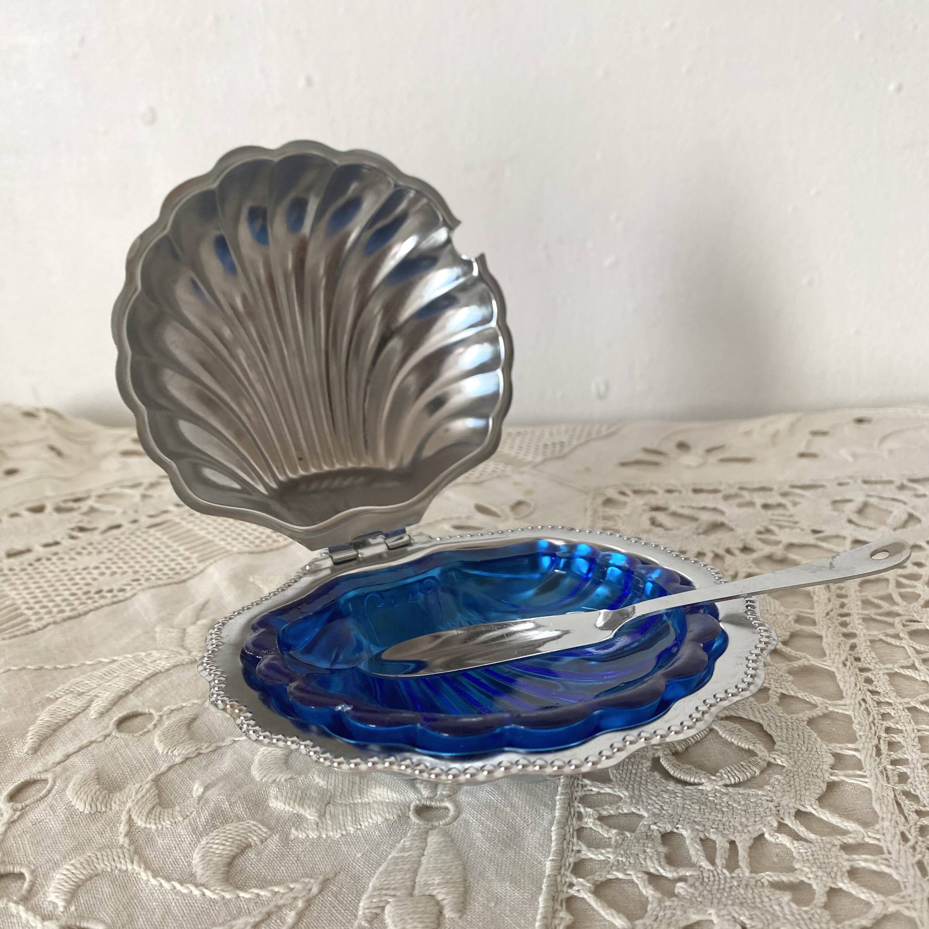 Beurrier coquillage en inox et verre