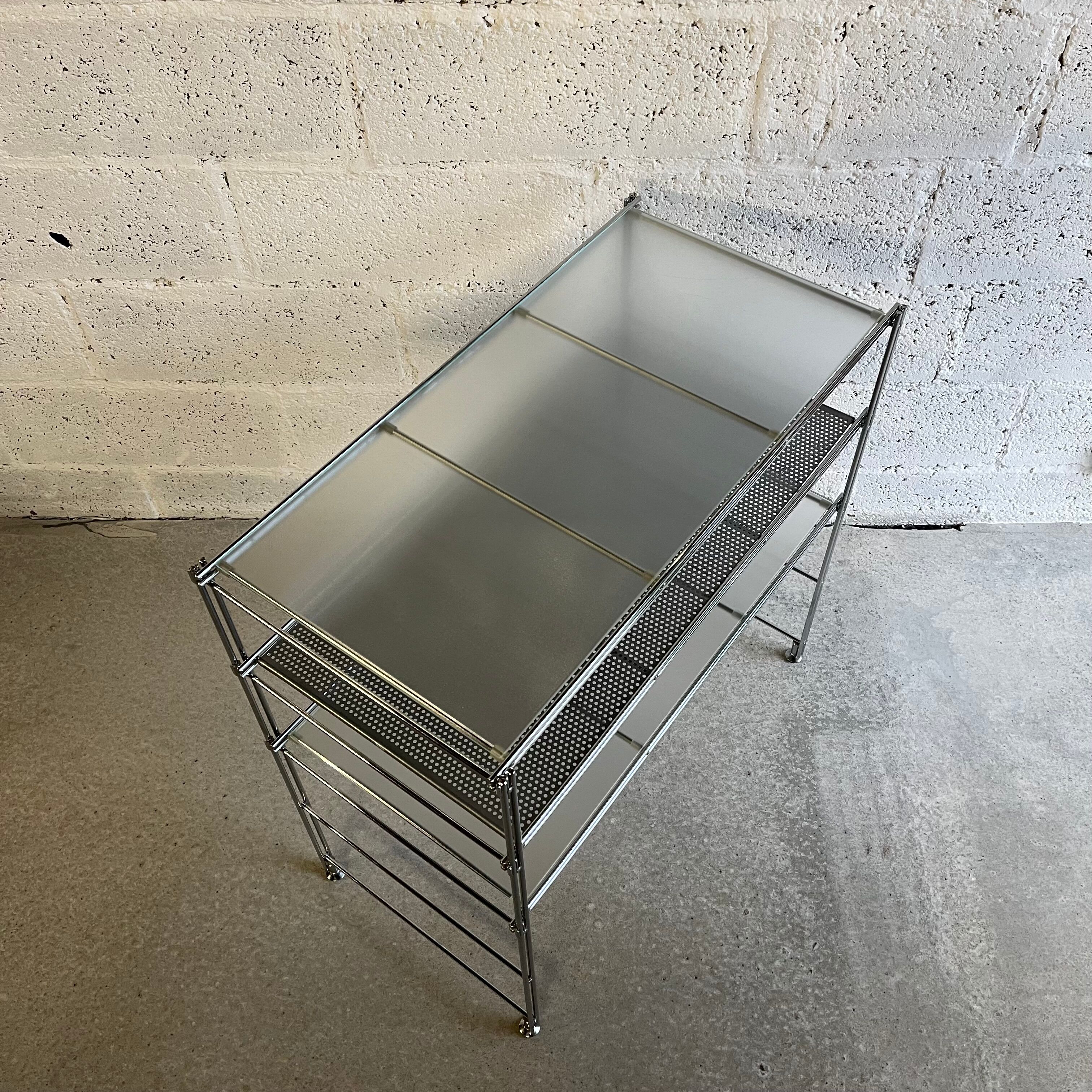 Modular shelf, tray in stainless steel and glass by Niels Gammelgaard for IKEA