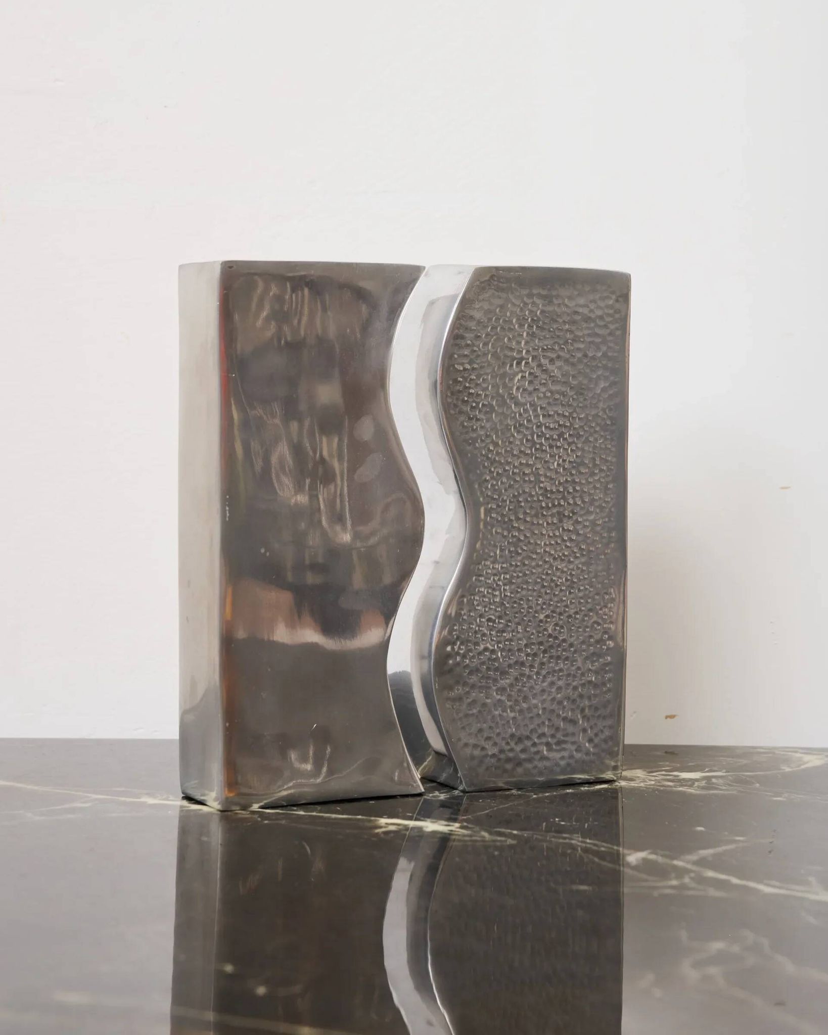 Pair of aluminium cast vases "Sea", 1970s