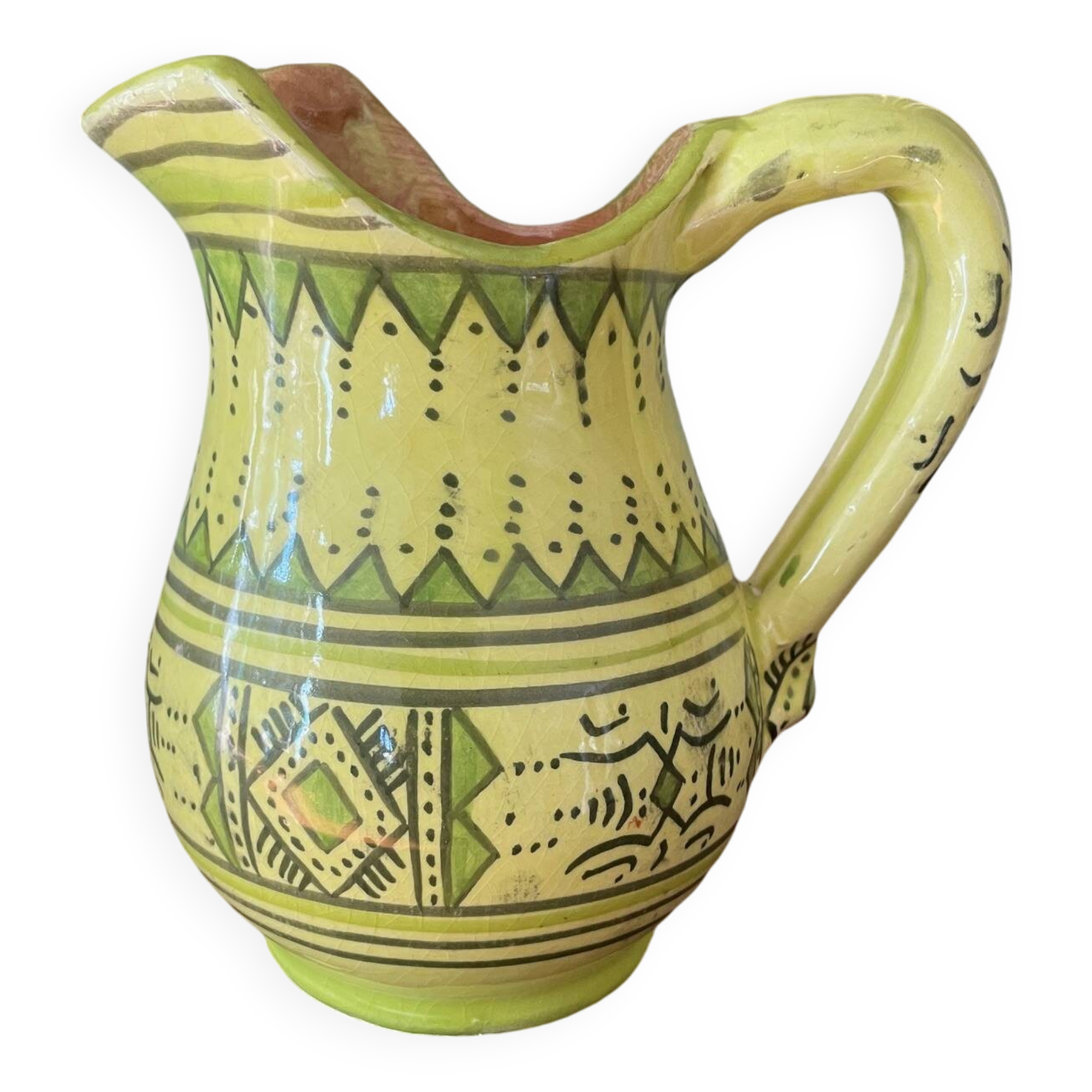 Safi pitcher handmade pottery Serghini Morocco signed