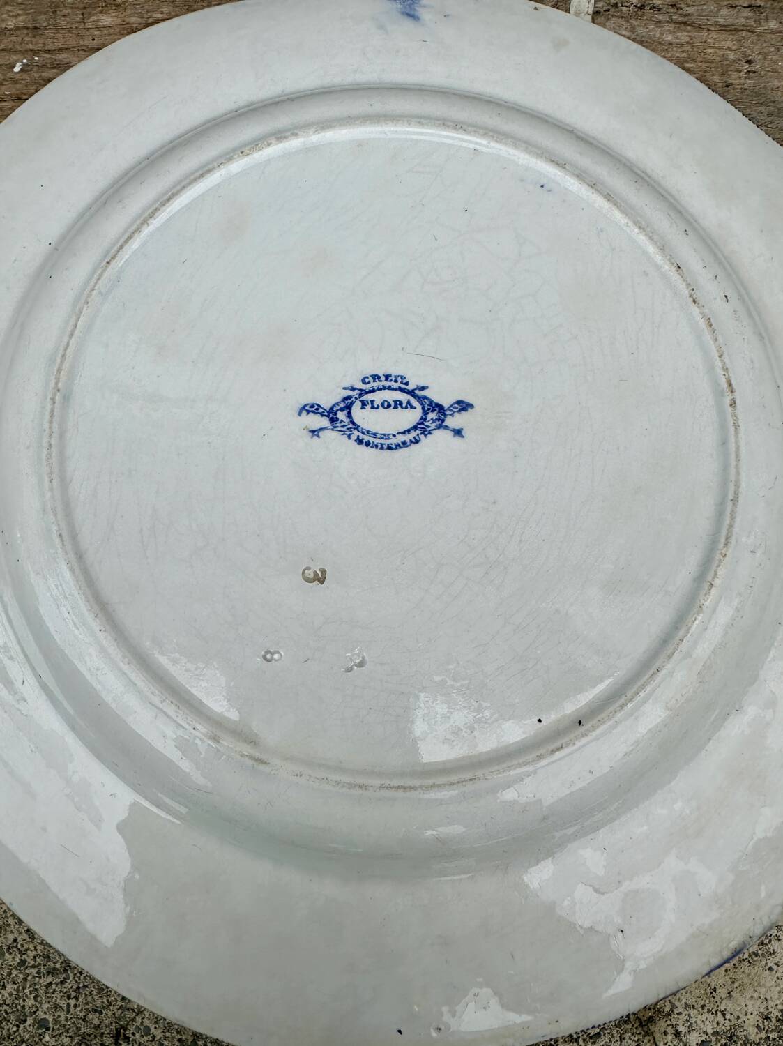 Antique Creil Montereau earthenware dinner service with Flora pattern