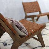 Two Moroccan leather armchairs