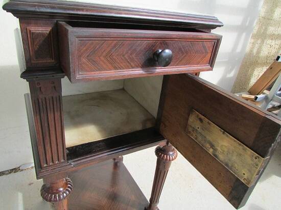 Rosewood bedside table in Louis XVI style