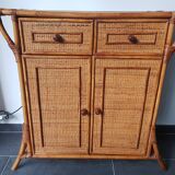 Commode en rotin cannage et bambou