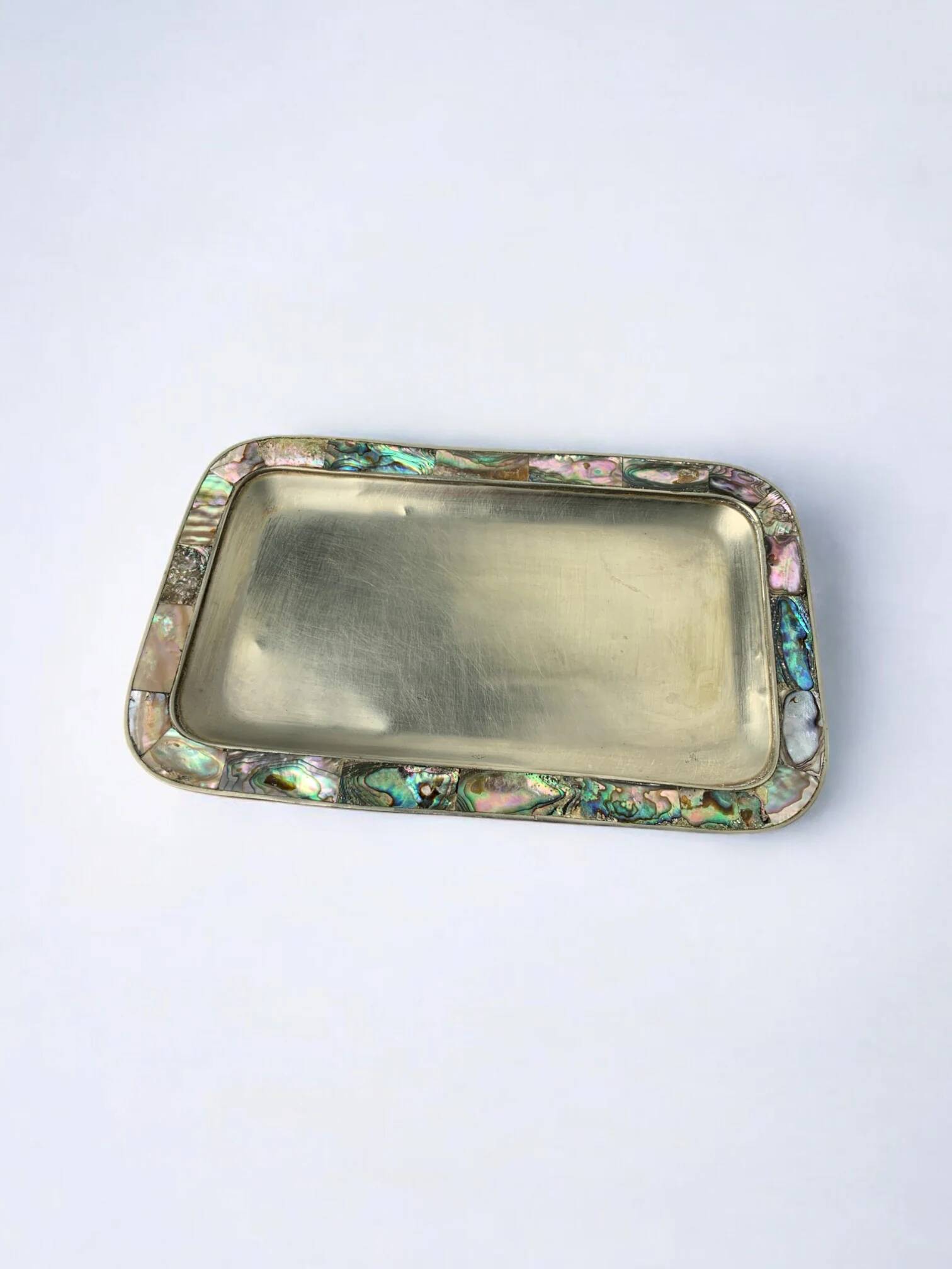 Abalone shell & alpaca tray, Mexico, circa 1970s