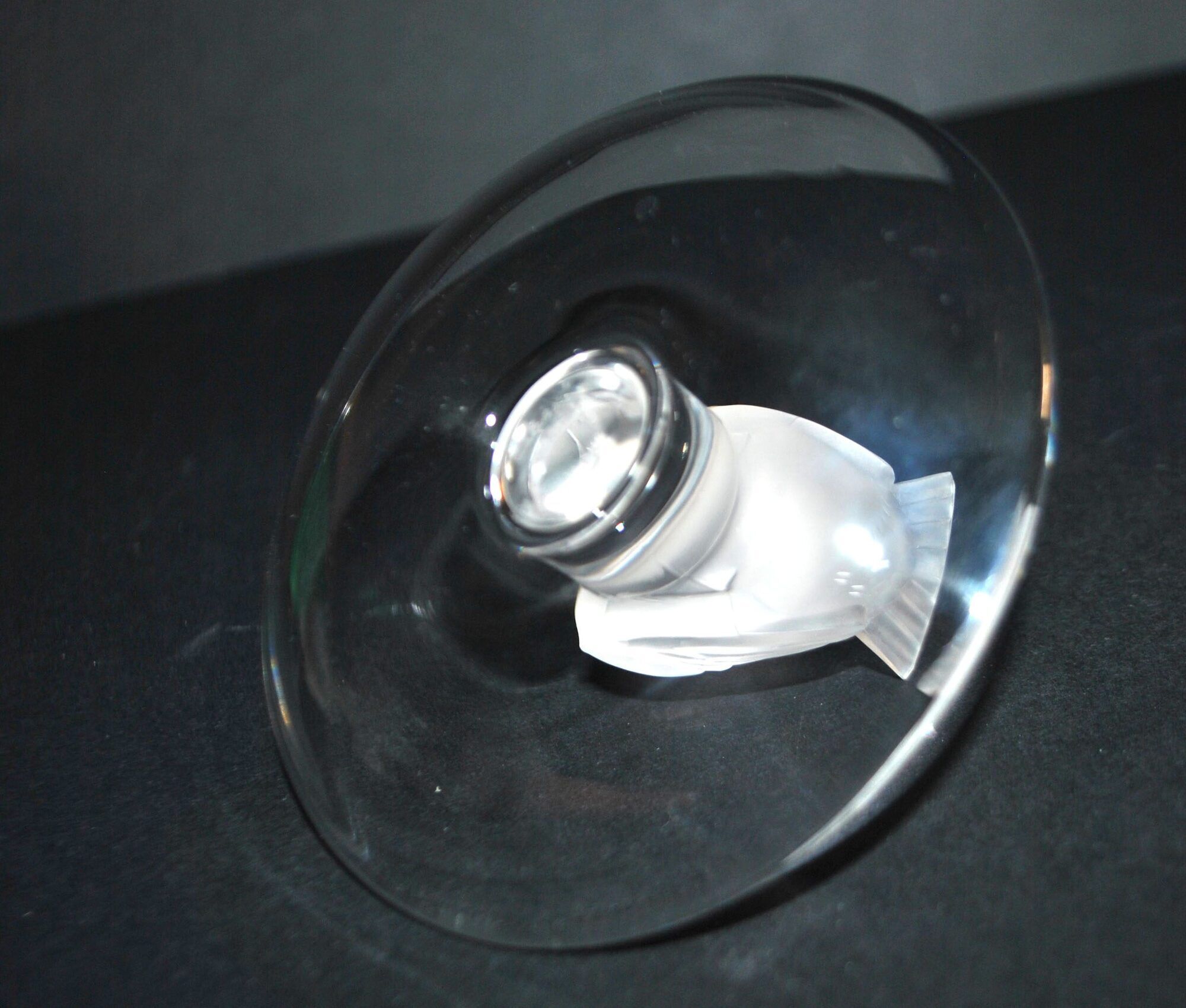 Lalique ashtray bowl Cheeky Sparrow crystal frosted and signed