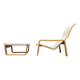 Pulkka lounge chair set in mid-century style with ottoman by Ilmari Lappalainen for Asko, Finland, 1960s.