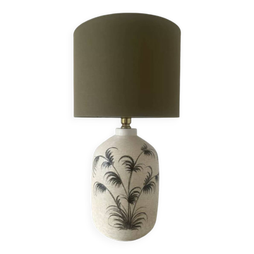 Mid-Century Modern Floral Ceramic Table Lamp