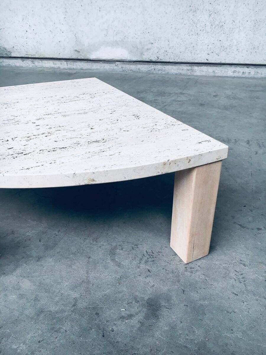 Mid-Century Modern Travertine Edge Side Table, Italy, 1970s