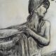 Drawing 2 nudes in charcoal / 1950/60 signed