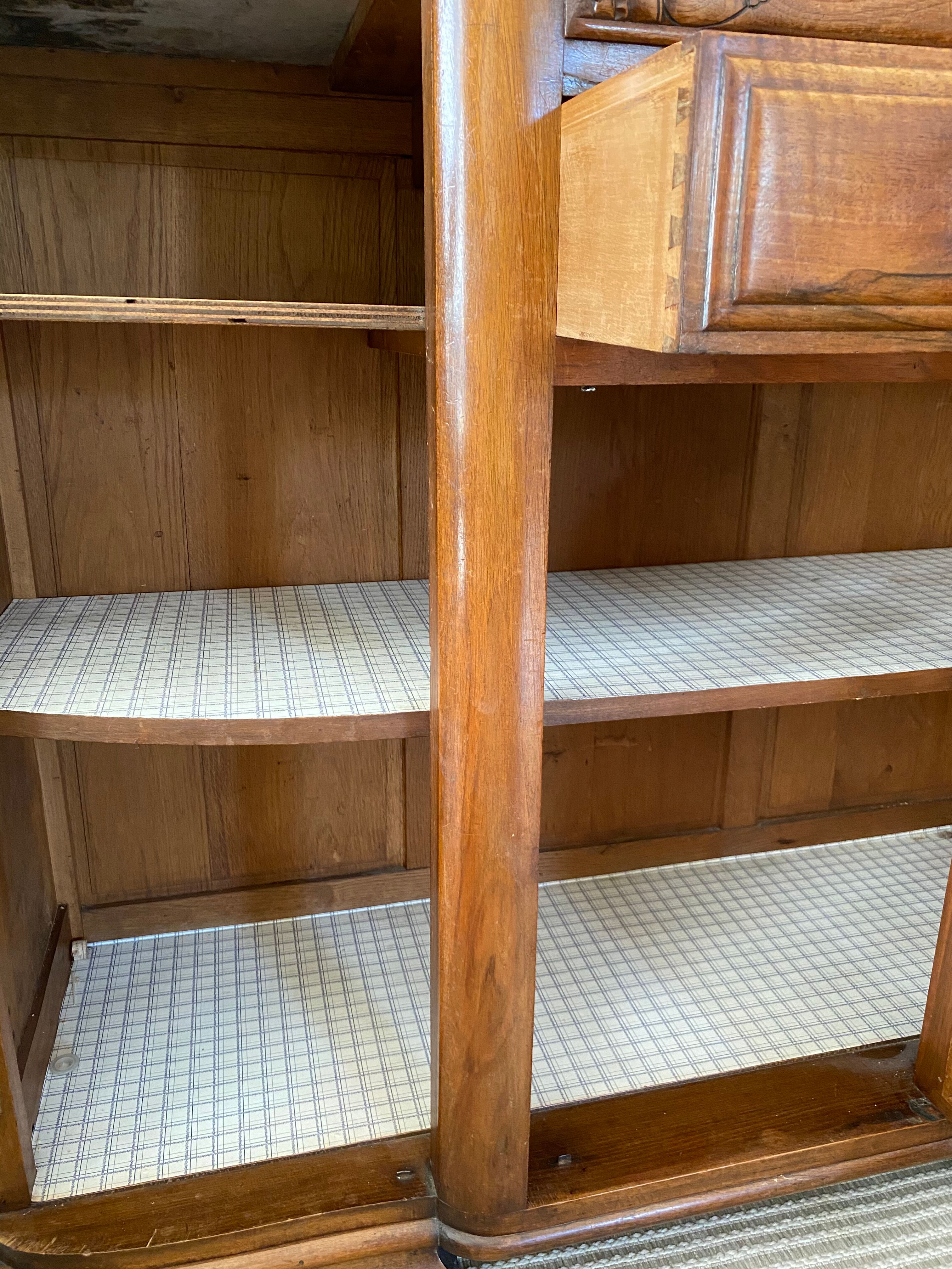 Art Deco black marble sideboard and vintage beveled mirror