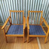 Pair of Scandinavian armchairs compass feet