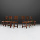 Set of six brutalist dining chairs in oak an wicker
