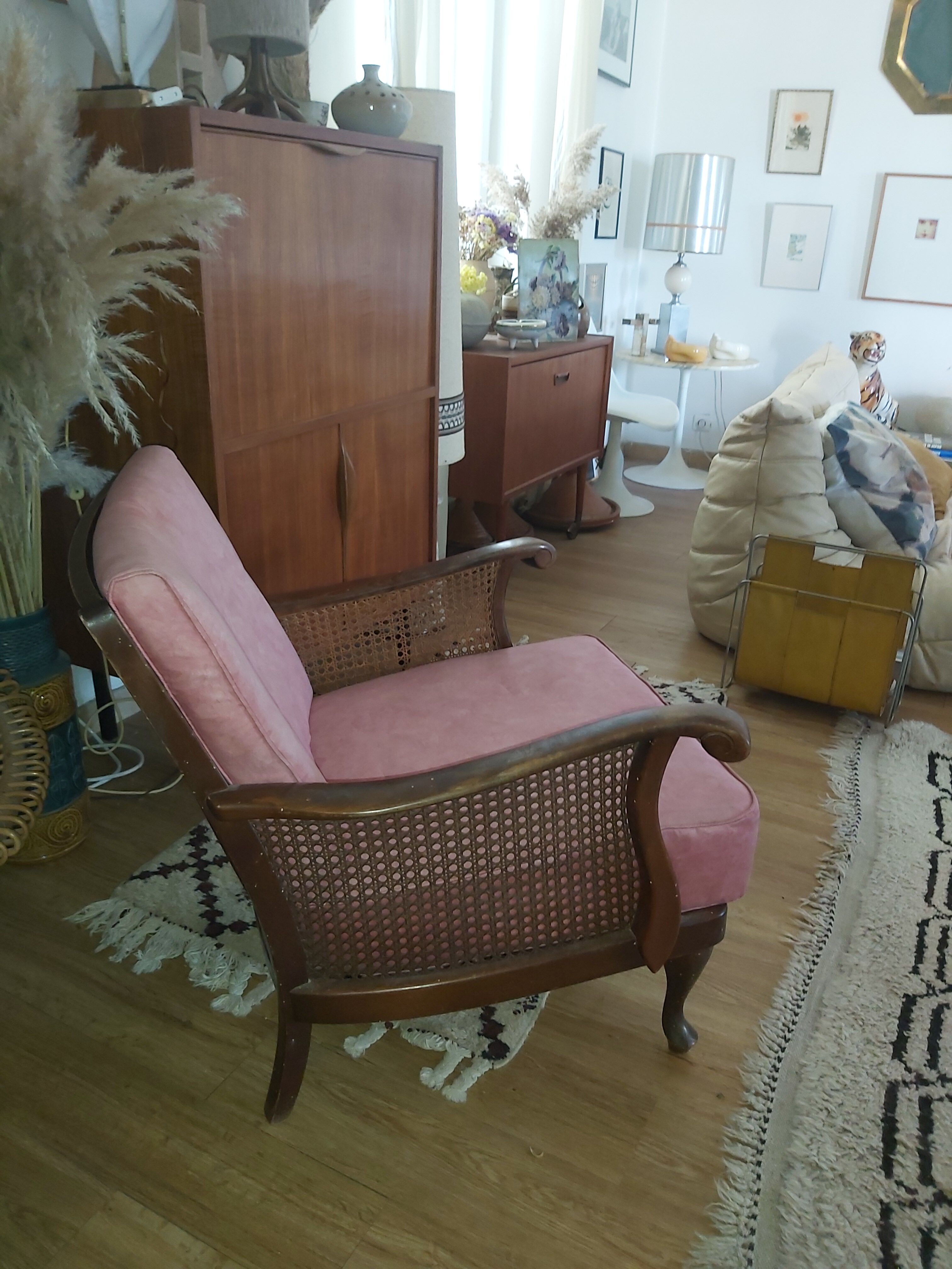 Chippendale wooden and canning armchair