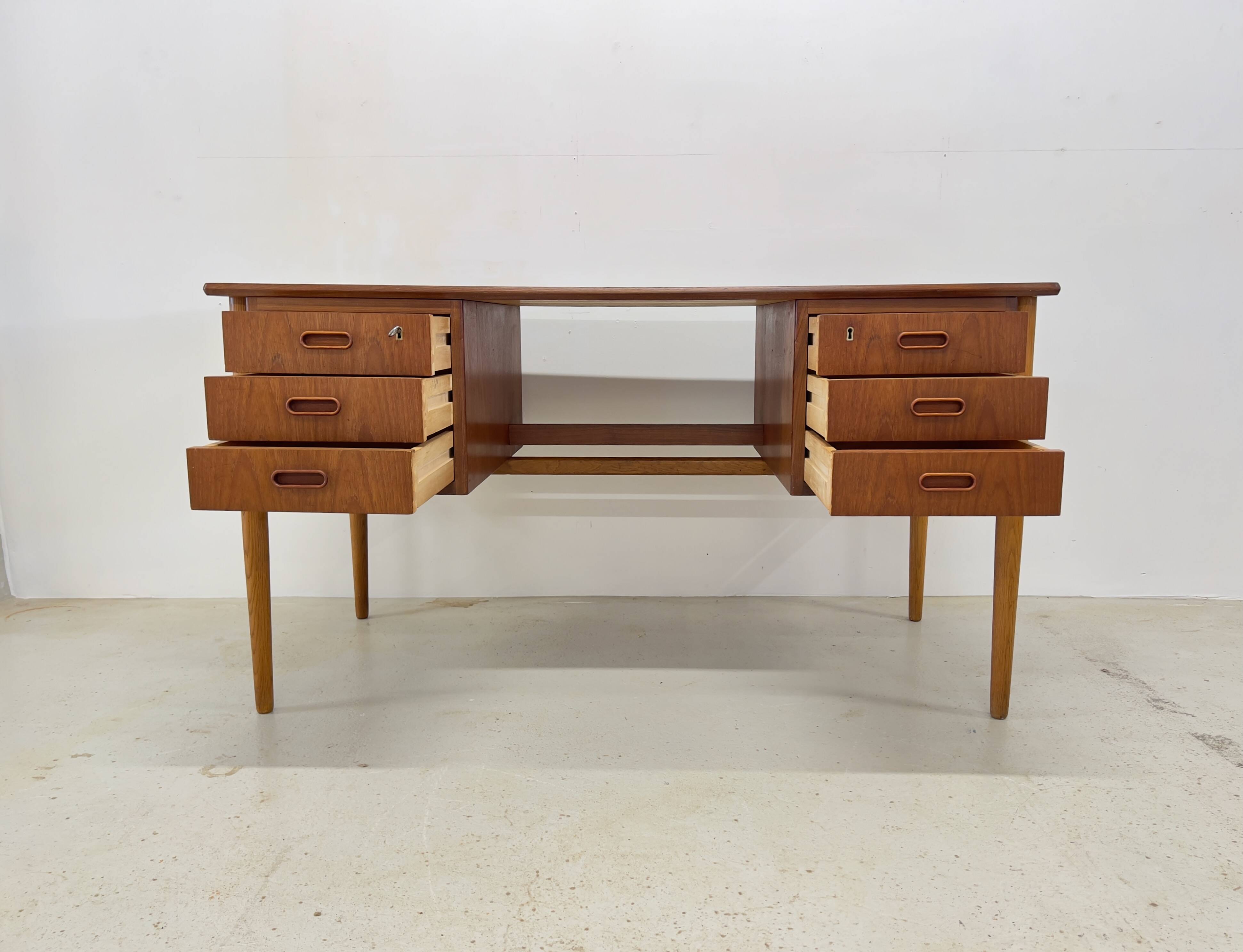 Danish Teak & Oak Desk, 1960s.