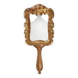 20th century handcrafted wooden hand held mirror, France