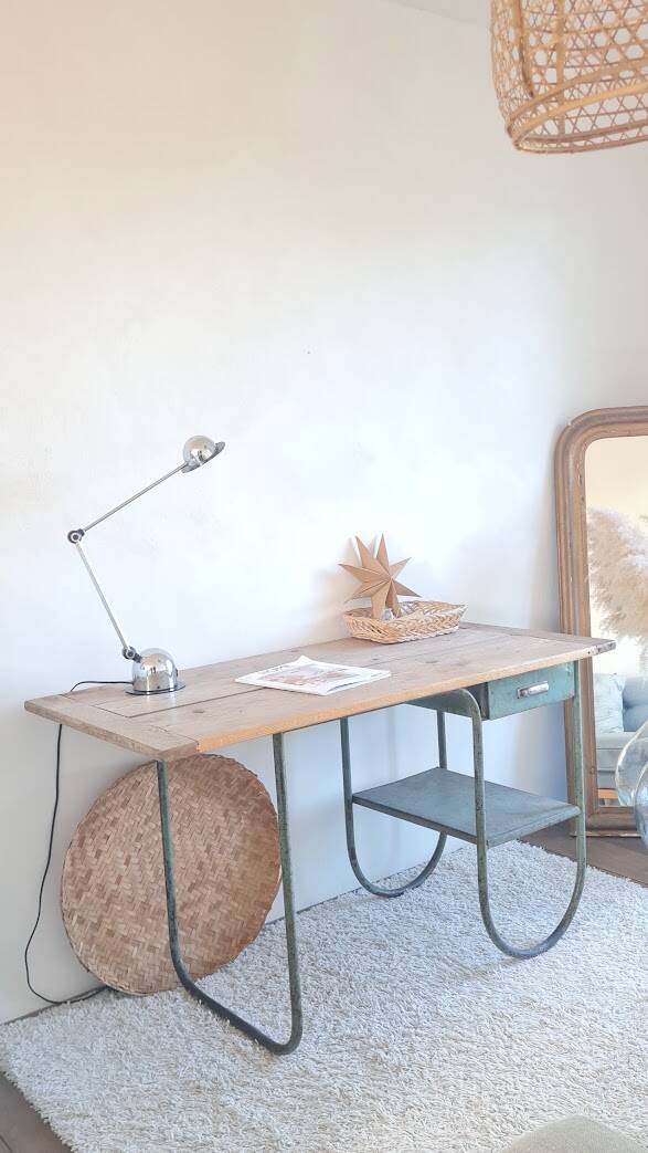 Wood and metal desk circa the 1950s.