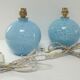 Deux pieds lampes boules art déco verre de clichy bleu